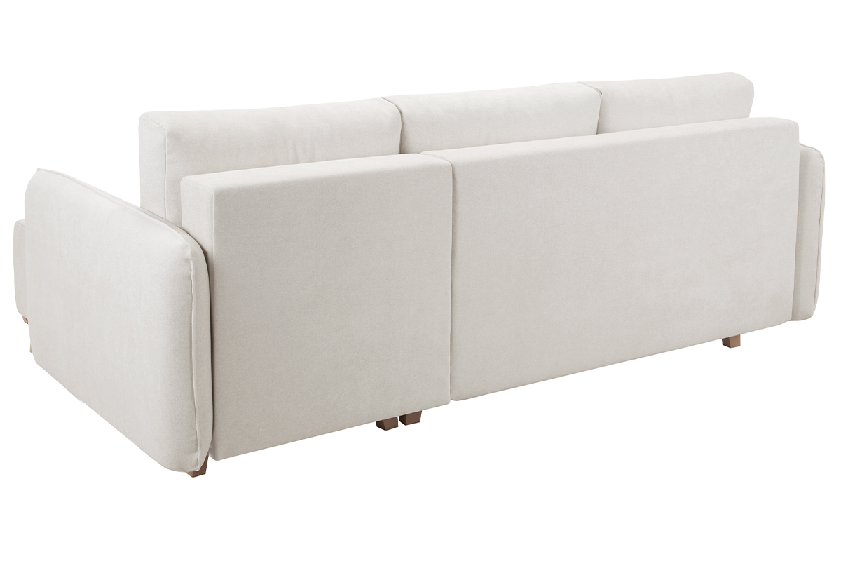 Canapé Romane d'Angle 4 Places Velours Beige Miliboo
