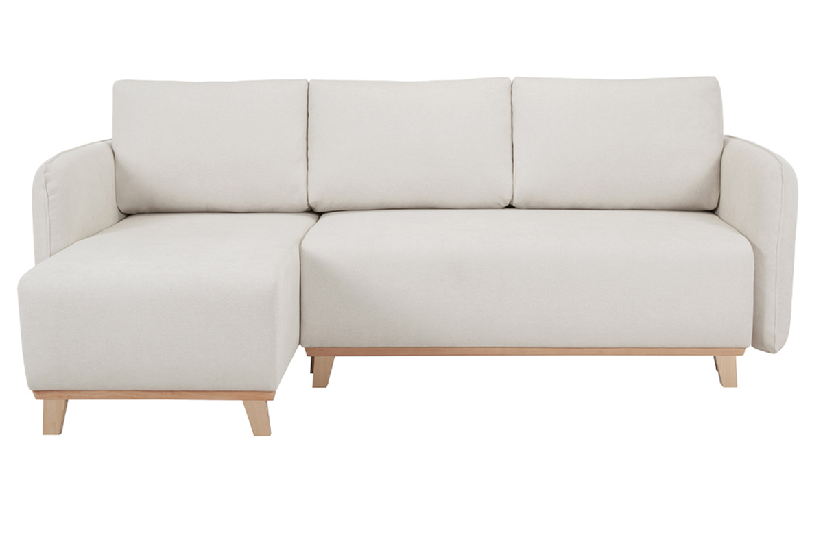 Canapé Romane d'Angle 4 Places Velours Beige Miliboo