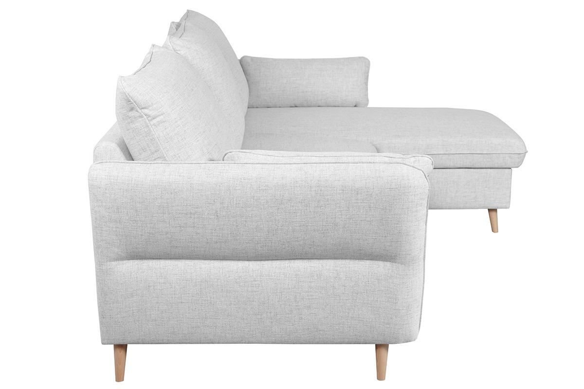 Canapé Driss d'Angle 4 Places Tissu lisse Gris Miliboo