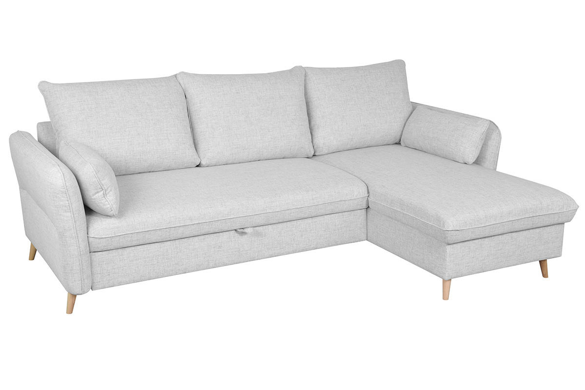 Canapé Driss d'Angle 4 Places Tissu lisse Gris Miliboo