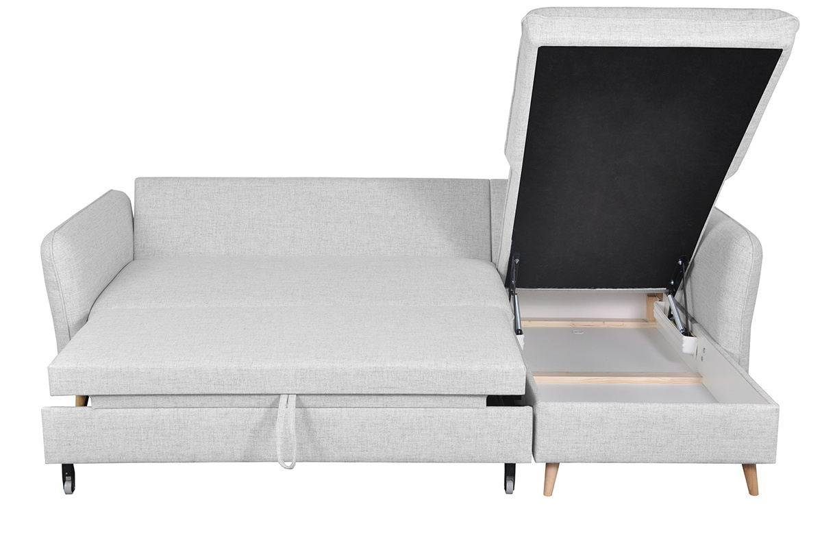 Canapé Driss d'Angle 4 Places Tissu lisse Gris Miliboo