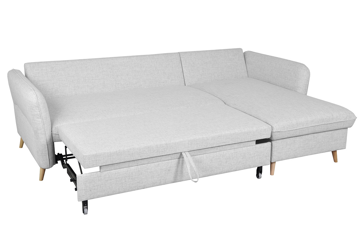 Canapé Driss d'Angle 4 Places Tissu lisse Gris Miliboo