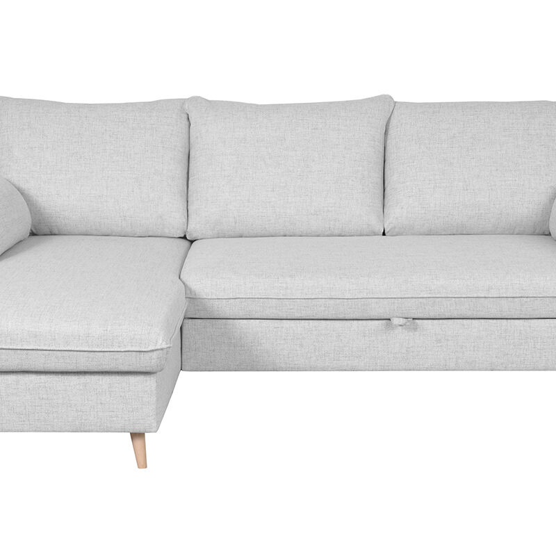 Canapé Driss d'Angle 4 Places Tissu lisse Gris Miliboo