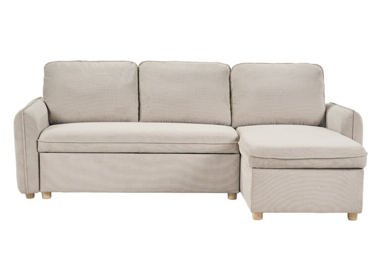 Canapé Orso d'Angle 3 Places Tissu texturé Beige Miliboo