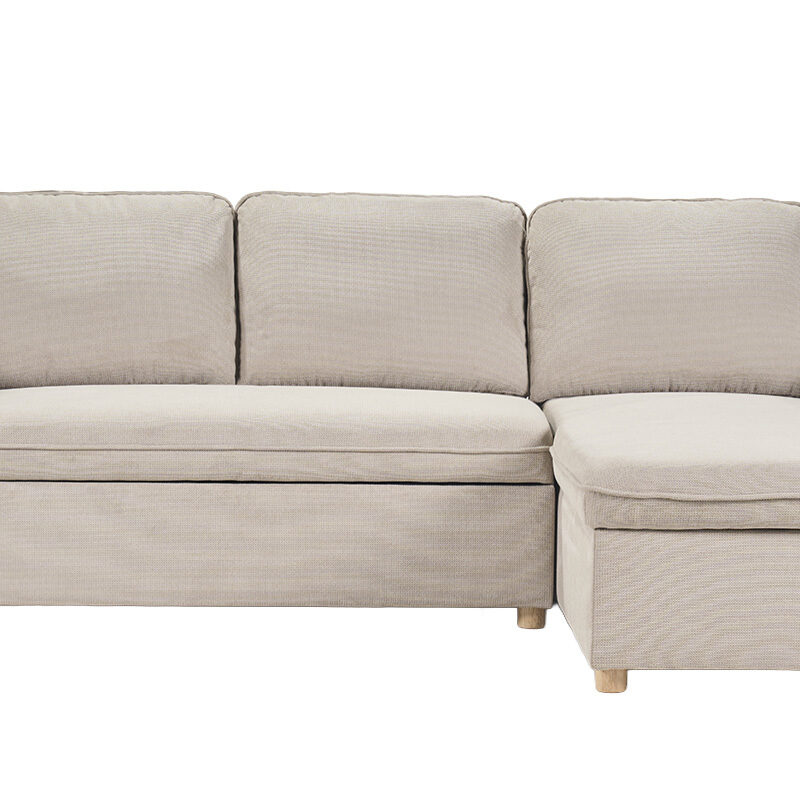 Canapé Orso d'Angle 3 Places Tissu texturé Beige Miliboo