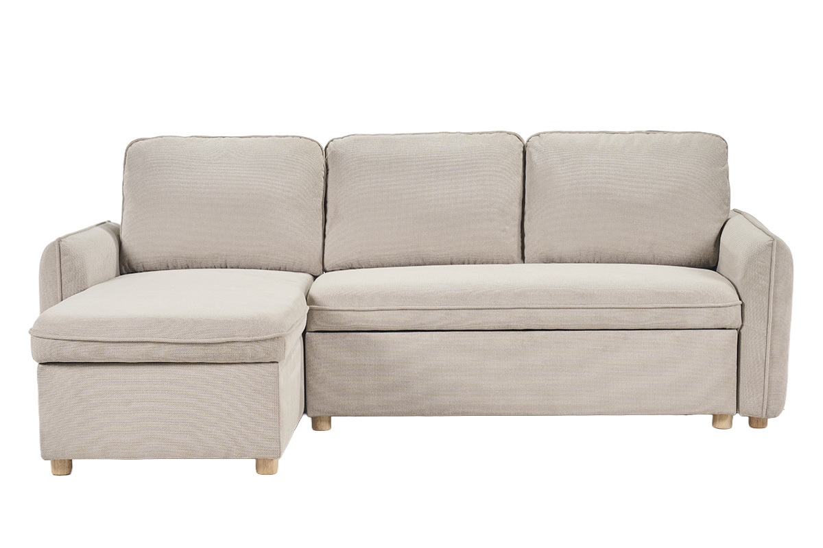 Canapé Orso d'Angle 3 Places Tissu texturé Beige Miliboo