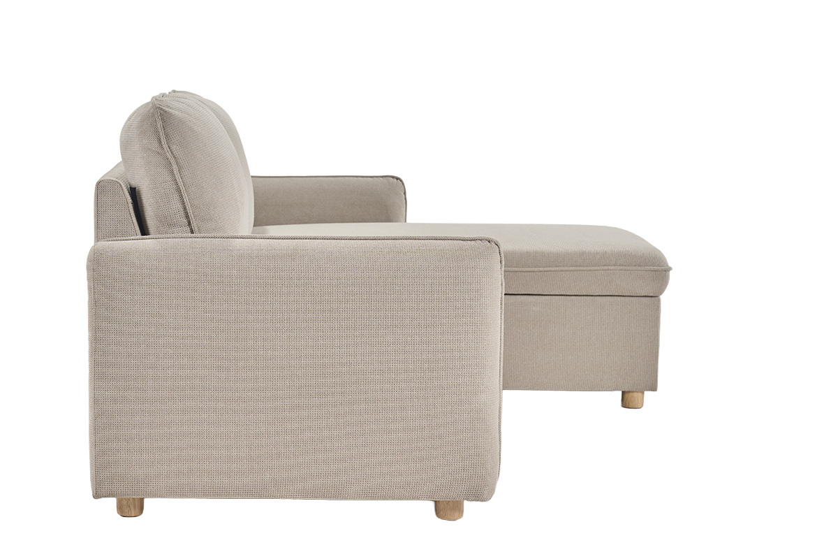 Canapé Orso d'Angle 3 Places Tissu texturé Beige Miliboo