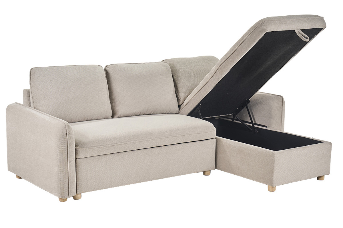 Canapé Orso d'Angle 3 Places Tissu texturé Beige Miliboo