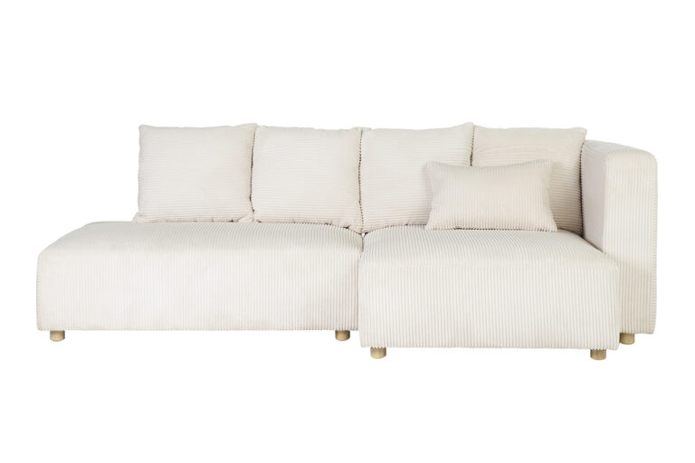 Canapé Harlem d'Angle 3 Places Velours Beige Miliboo
