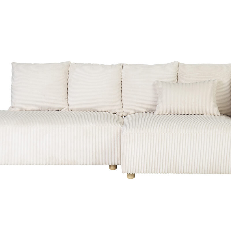 Canapé Harlem d'Angle 3 Places Velours Beige Miliboo