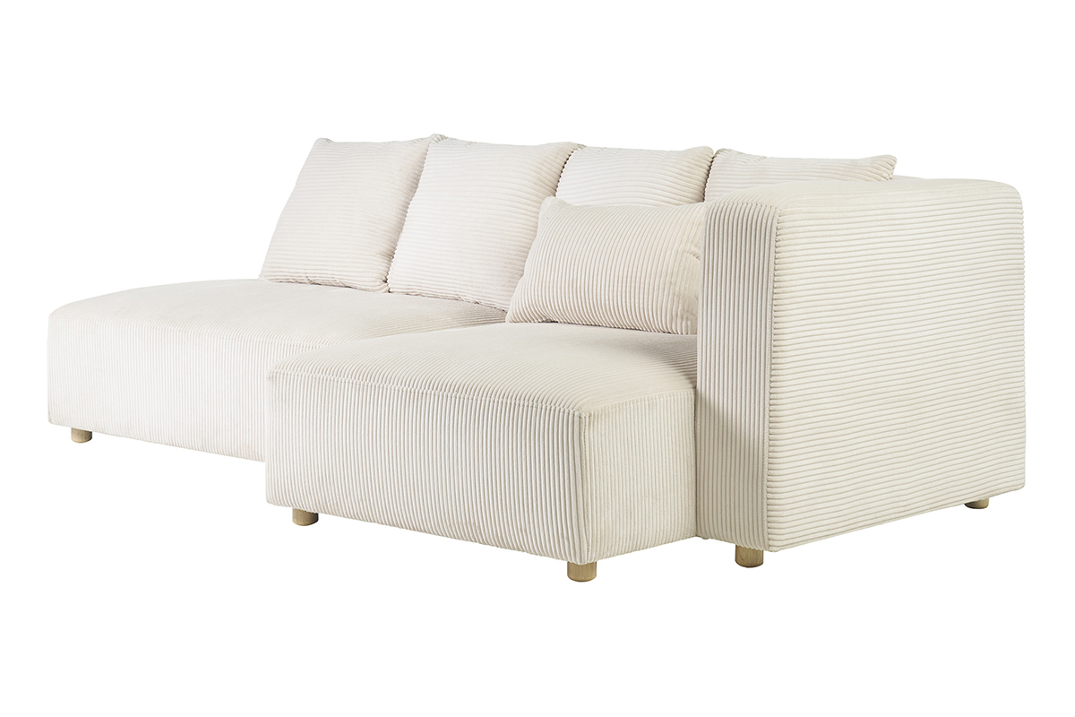 Canapé Harlem d'Angle 3 Places Velours Beige Miliboo