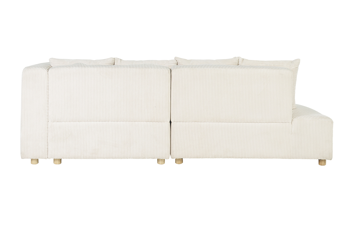 Canapé Harlem d'Angle 3 Places Velours Beige Miliboo