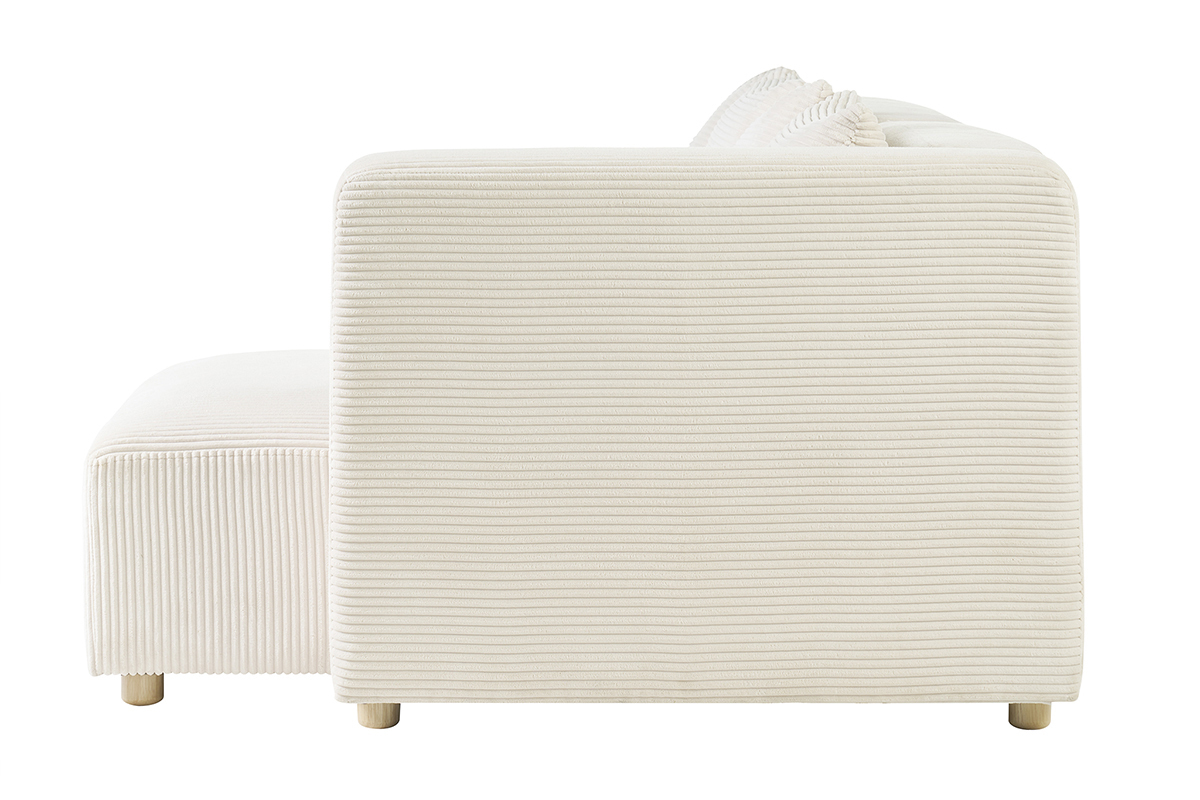 Canapé Harlem d'Angle 3 Places Velours Beige Miliboo