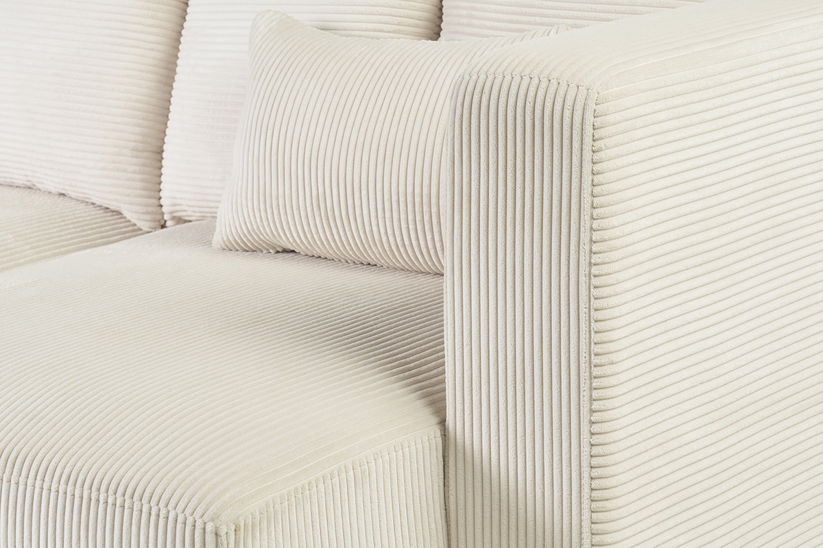 Canapé Harlem d'Angle 3 Places Velours Beige Miliboo