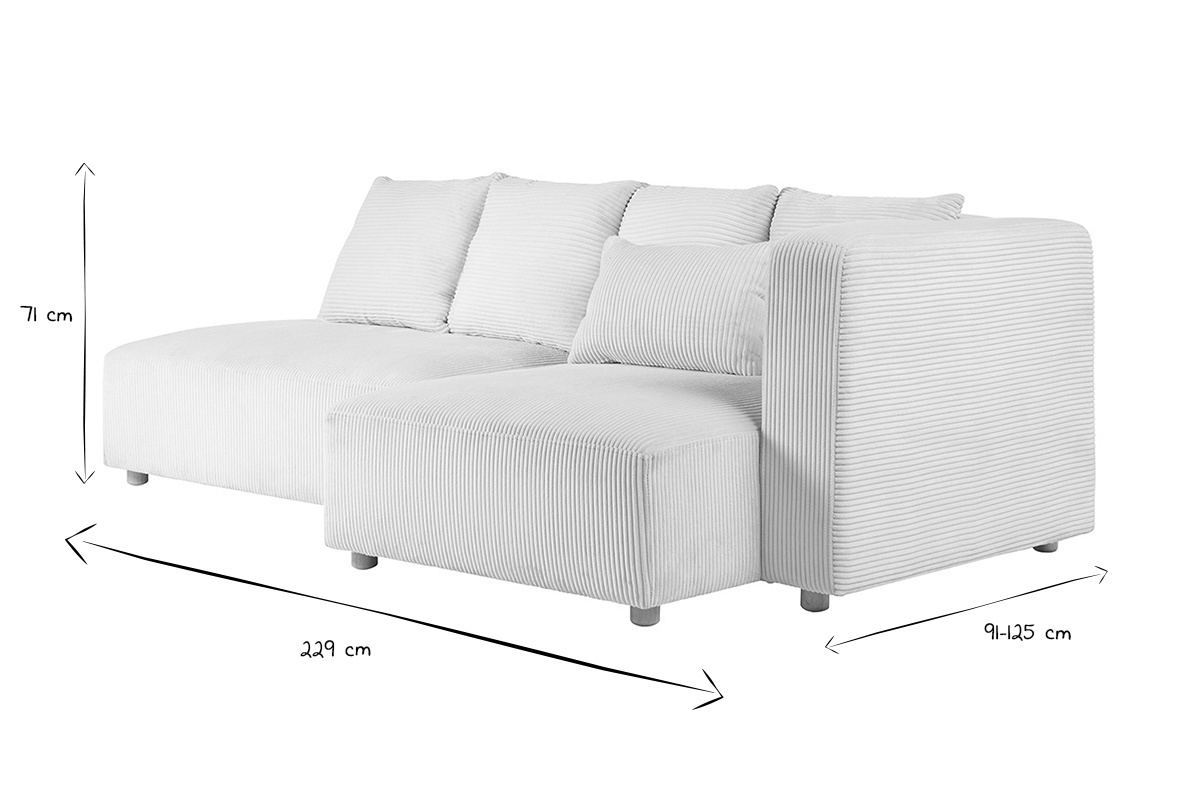 Canapé Harlem d'Angle 3 Places Velours Beige Miliboo
