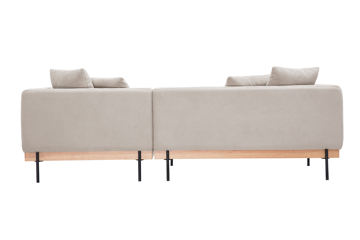 Canapé Ivar d'Angle 4 Places Tissu texturé Beige Miliboo