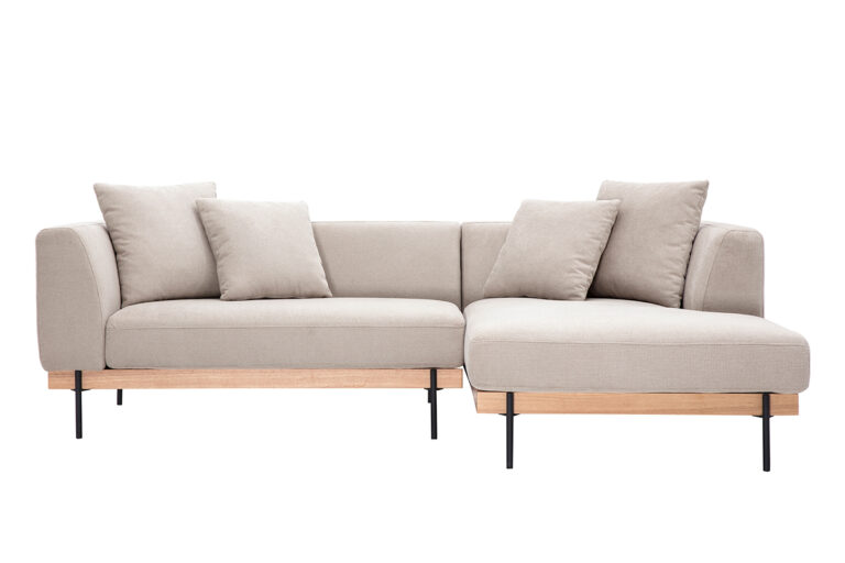 Canapé Ivar d'Angle 4 Places Tissu texturé Beige Miliboo