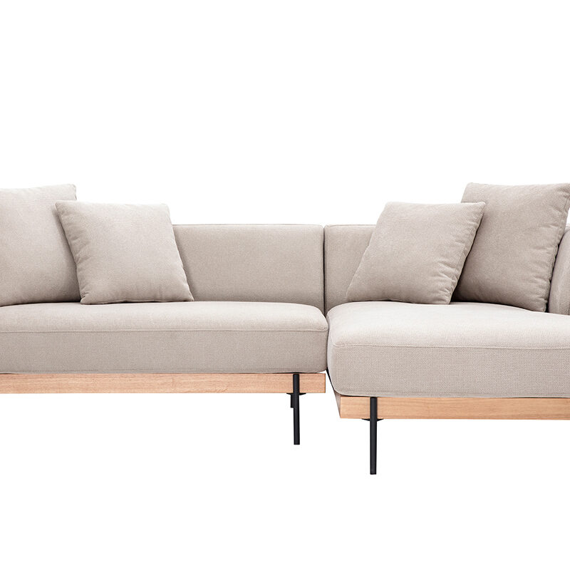 Canapé Ivar d'Angle 4 Places Tissu texturé Beige Miliboo