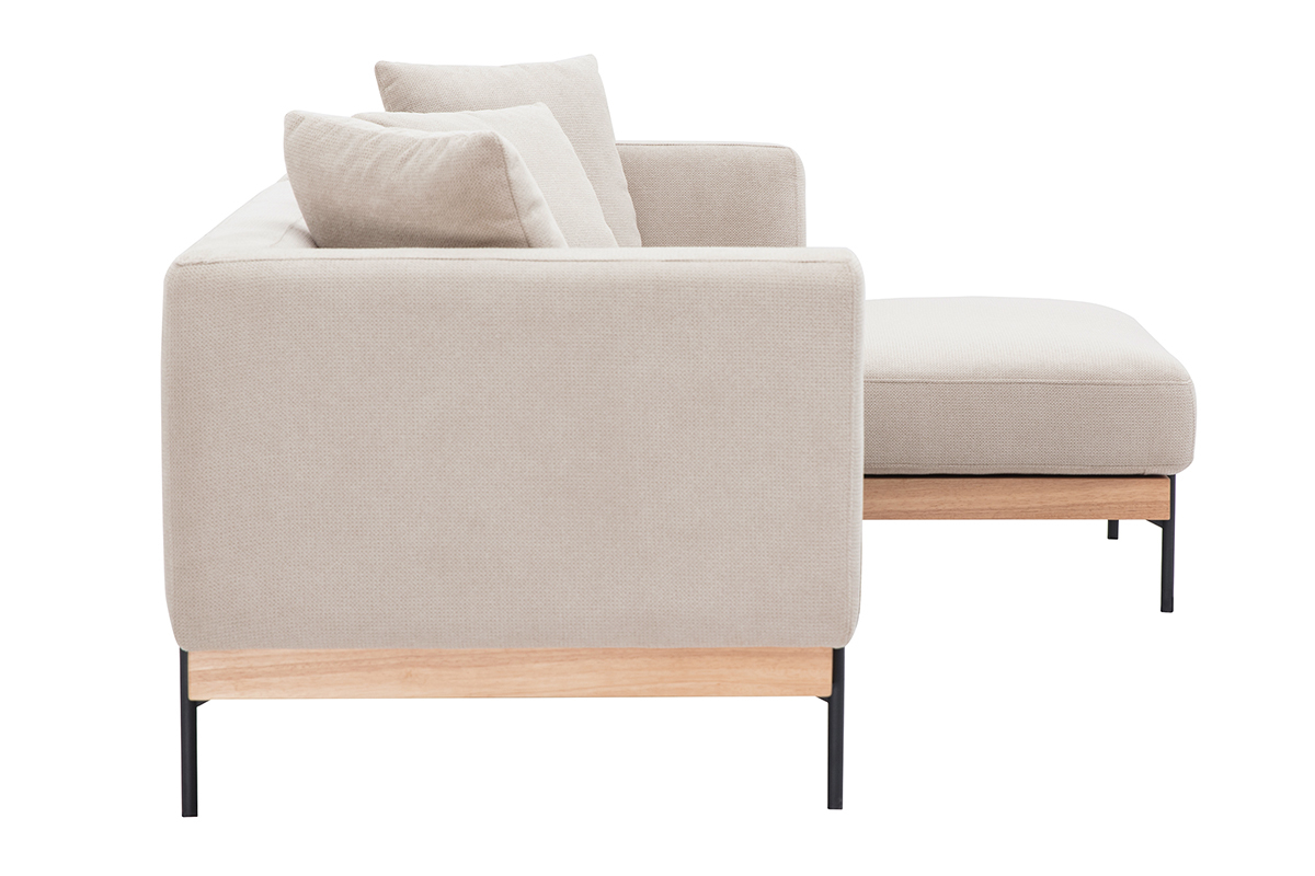 Canapé Ivar d'Angle 4 Places Tissu texturé Beige Miliboo