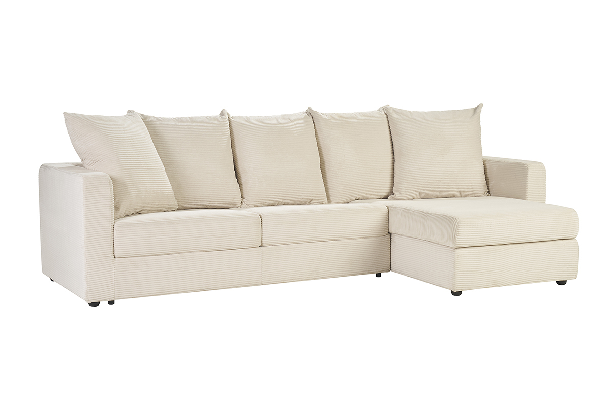 Canapé Bacio d'Angle 4 Places Velours Beige Miliboo