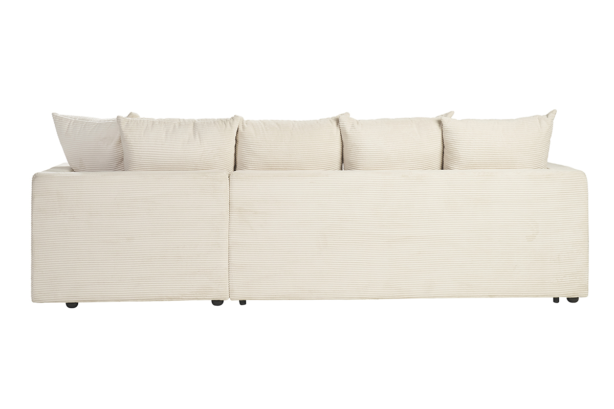Canapé Bacio d'Angle 4 Places Velours Beige Miliboo