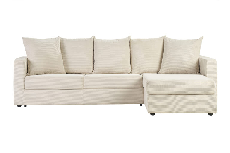 Canapé Bacio d'Angle 4 Places Velours Beige Miliboo