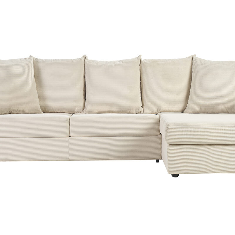 Canapé Bacio d'Angle 4 Places Velours Beige Miliboo