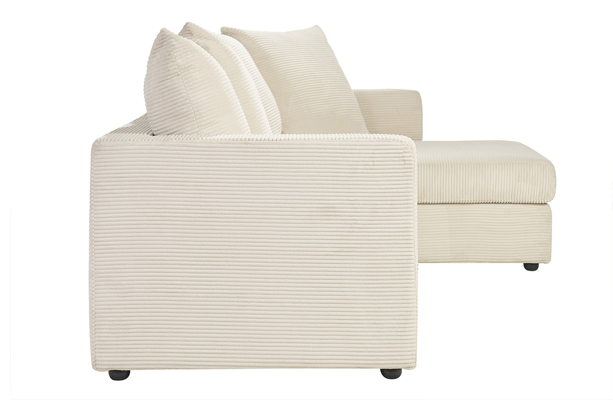 Canapé Bacio d'Angle 4 Places Velours Beige Miliboo