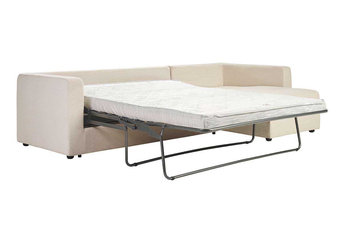 Canapé Bacio d'Angle 4 Places Velours Beige Miliboo