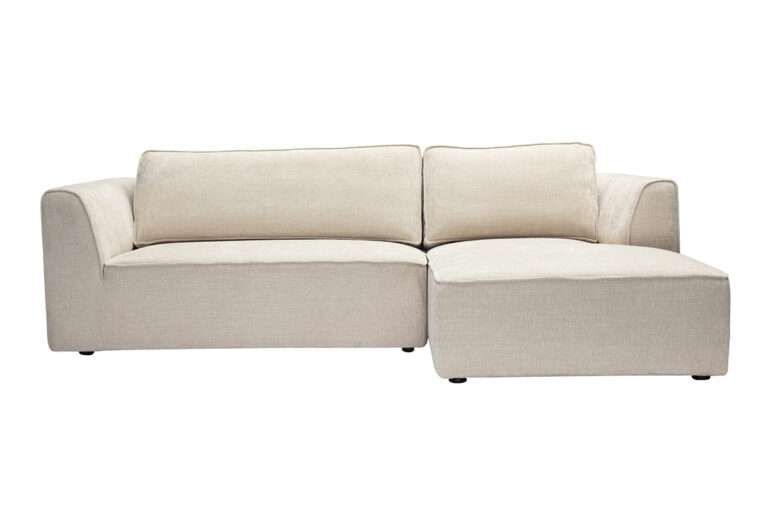 Canapé Grammy d'Angle 3 Places Velours Beige Miliboo