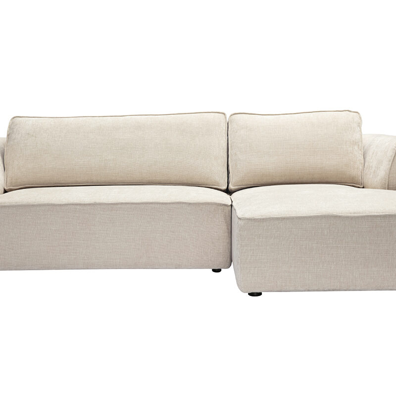 Canapé Grammy d'Angle 3 Places Velours Beige Miliboo