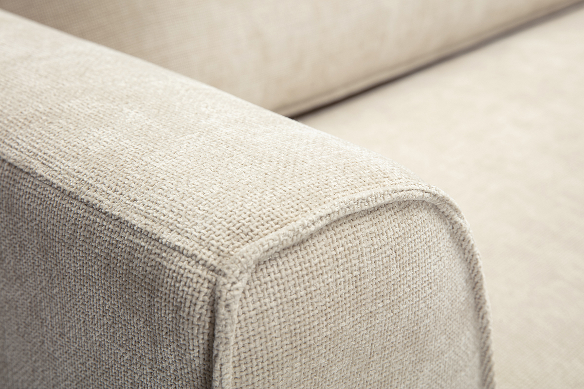 Canapé Grammy d'Angle 3 Places Velours Beige Miliboo
