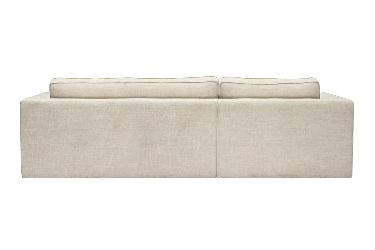 Canapé Grammy d'Angle 3 Places Velours Beige Miliboo