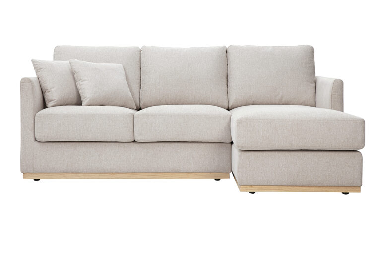 Canapé Moss d'Angle 3 Places Velours Beige Miliboo