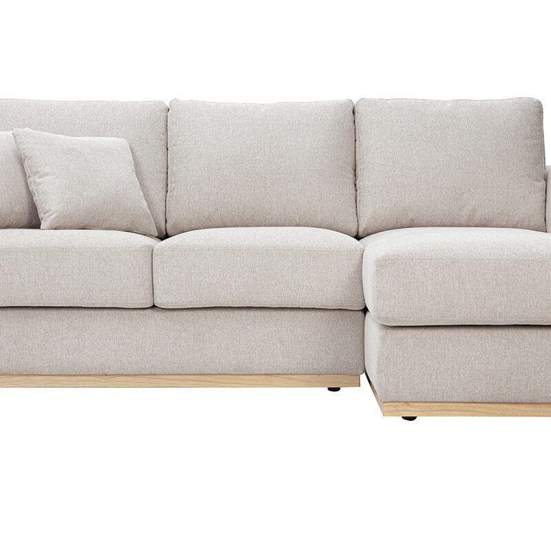 Canapé Moss d'Angle 3 Places Velours Beige Miliboo