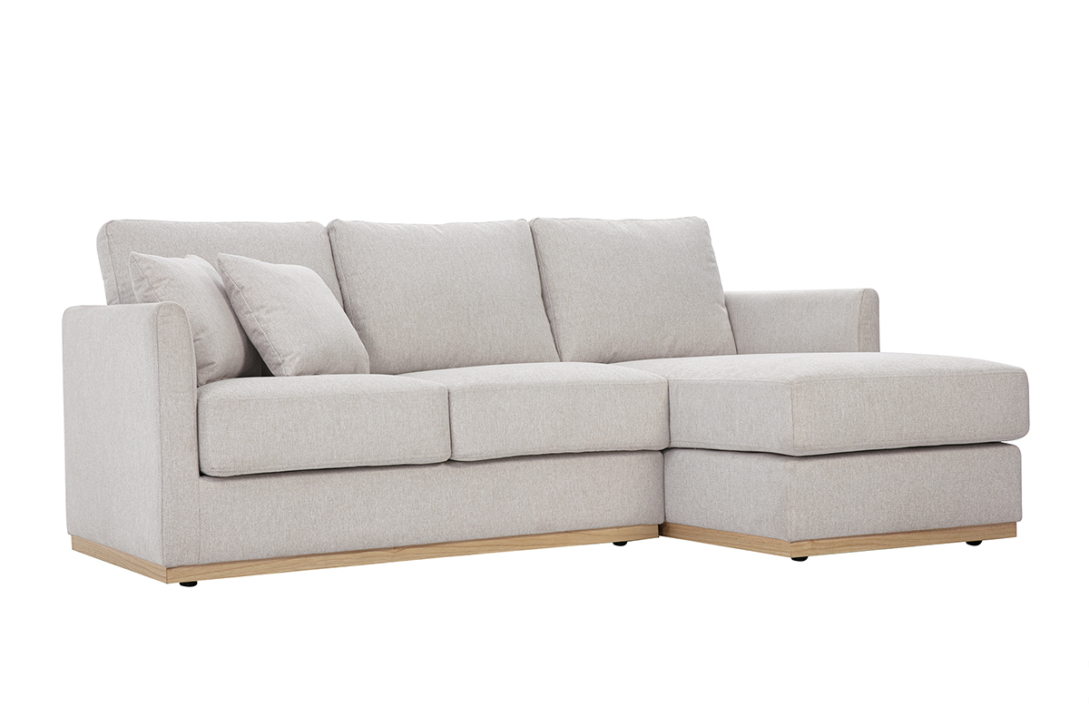 Canapé Moss d'Angle 3 Places Velours Beige Miliboo
