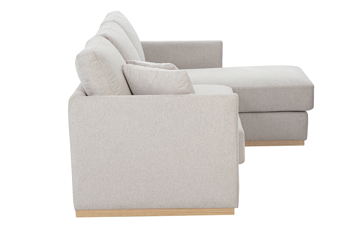 Canapé Moss d'Angle 3 Places Velours Beige Miliboo