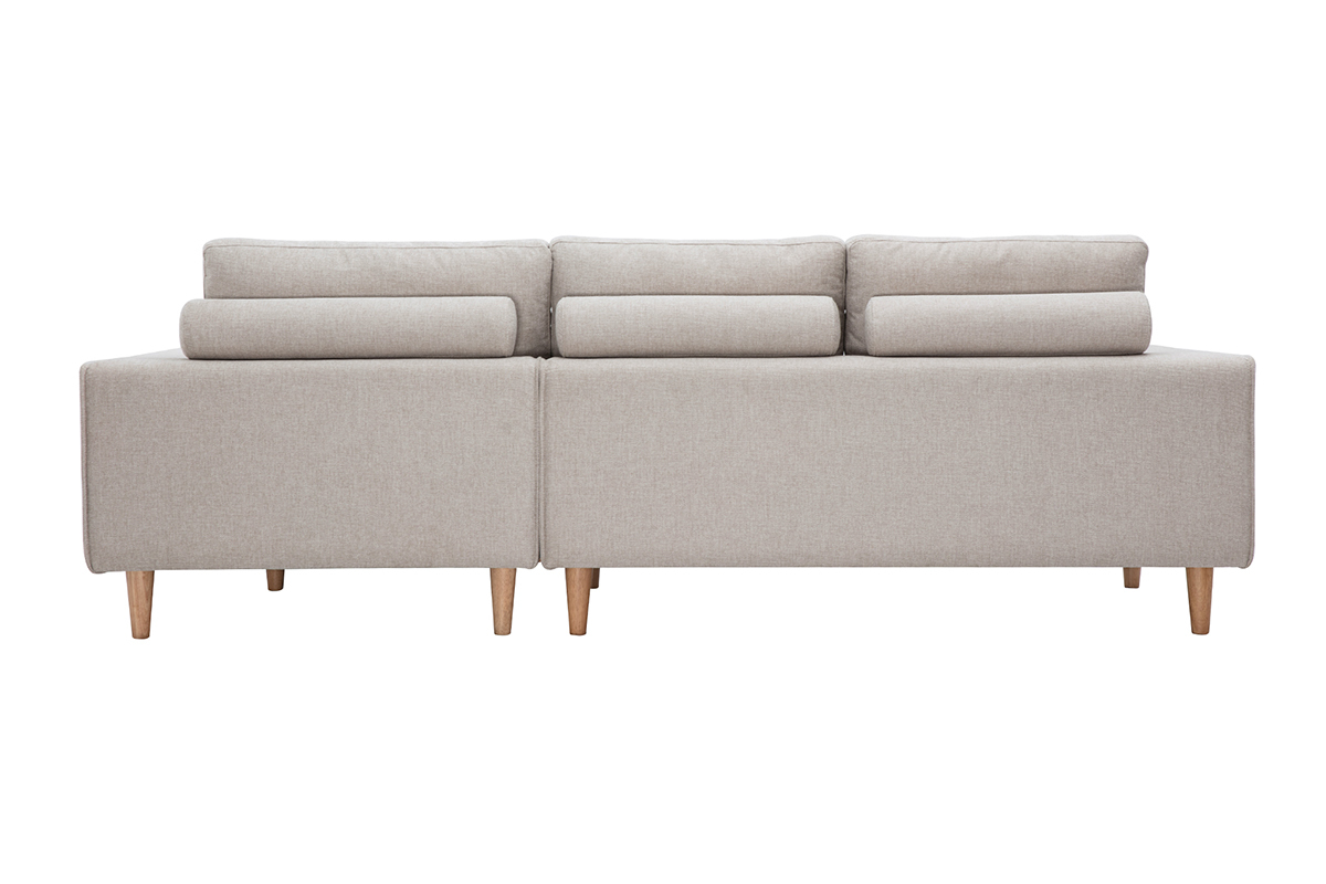 Canapé Ragnar d'Angle 3 Places Velours Beige Miliboo