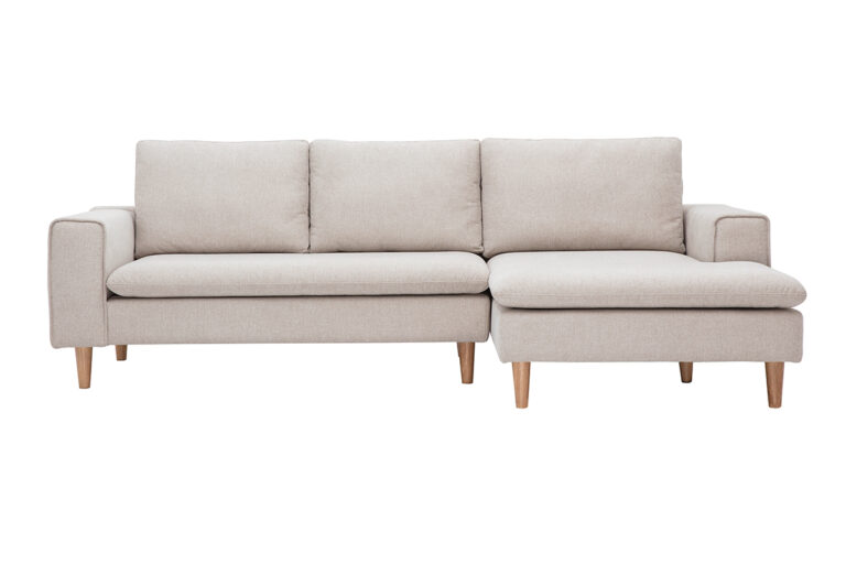 Canapé Ragnar d'Angle 3 Places Velours Beige Miliboo