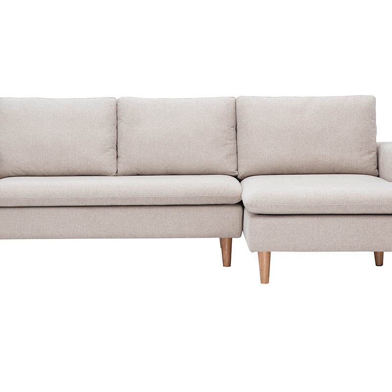 Canapé Ragnar d'Angle 3 Places Velours Beige Miliboo