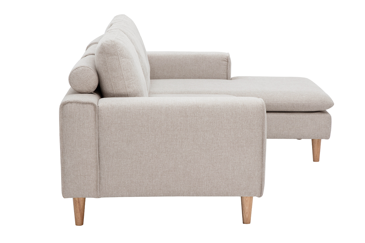 Canapé Ragnar d'Angle 3 Places Velours Beige Miliboo