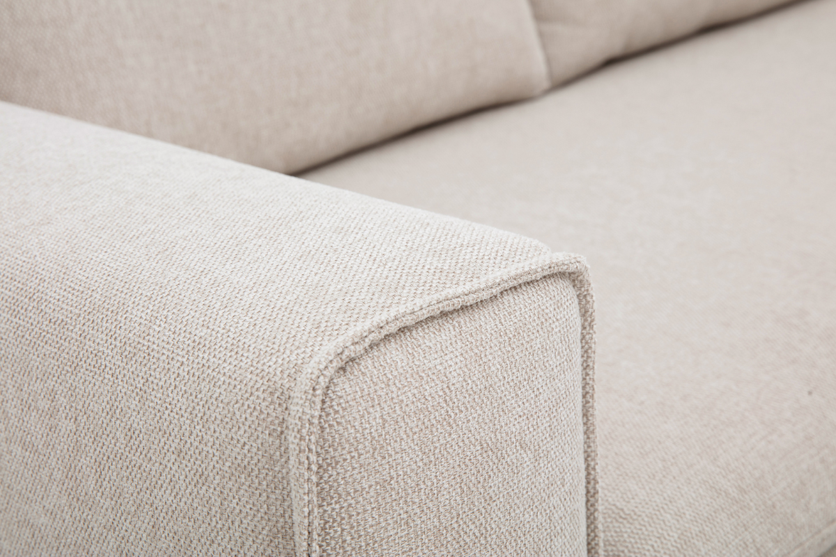 Canapé Ragnar d'Angle 3 Places Velours Beige Miliboo
