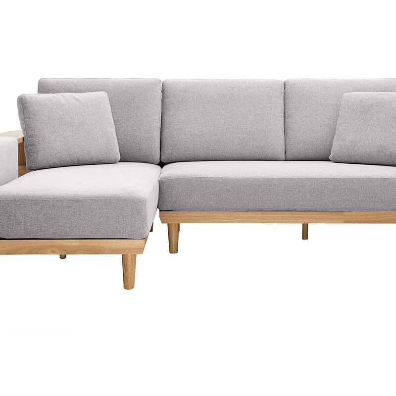 Canapé Komao d'Angle 5 Places Velours Gris Miliboo