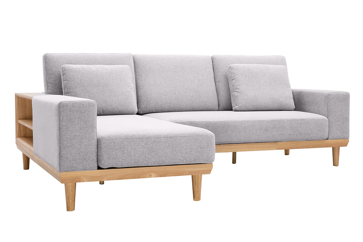 Canapé Komao d'Angle 5 Places Velours Gris Miliboo