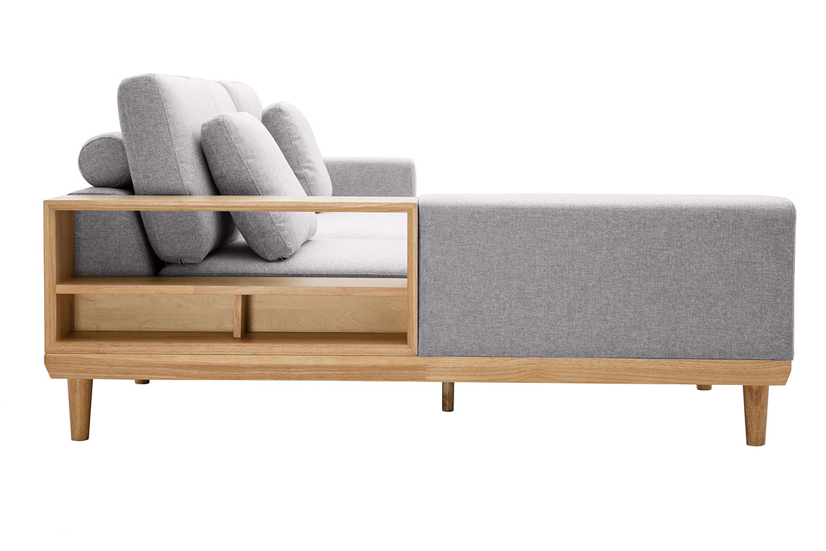Canapé Komao d'Angle 5 Places Velours Gris Miliboo