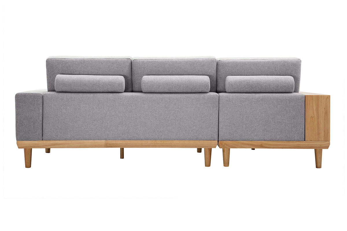 Canapé Komao d'Angle 5 Places Velours Gris Miliboo