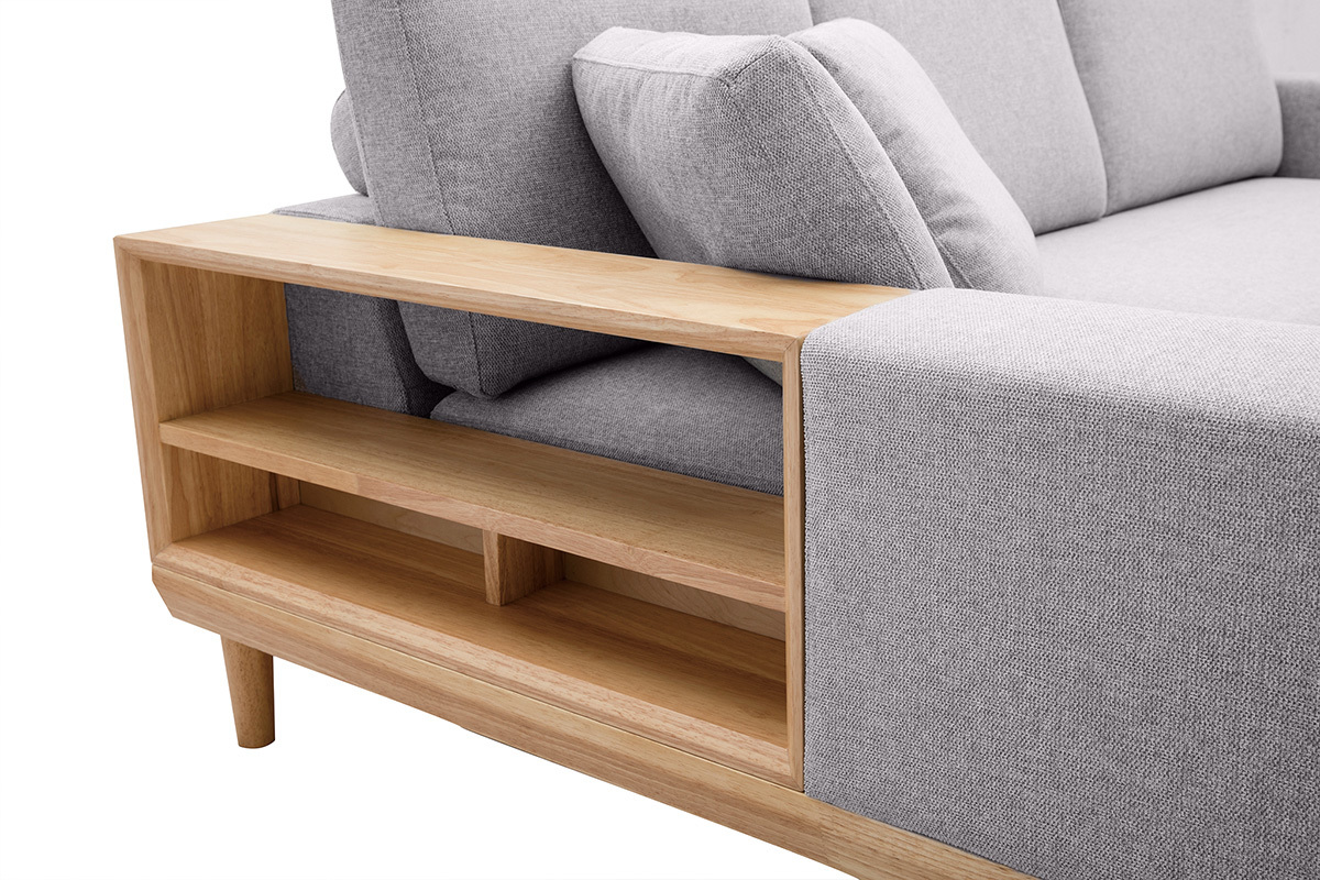 Canapé Komao d'Angle 5 Places Velours Gris Miliboo