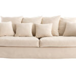 Canapé Fever 3 Places Tissu lisse Beige Miliboo