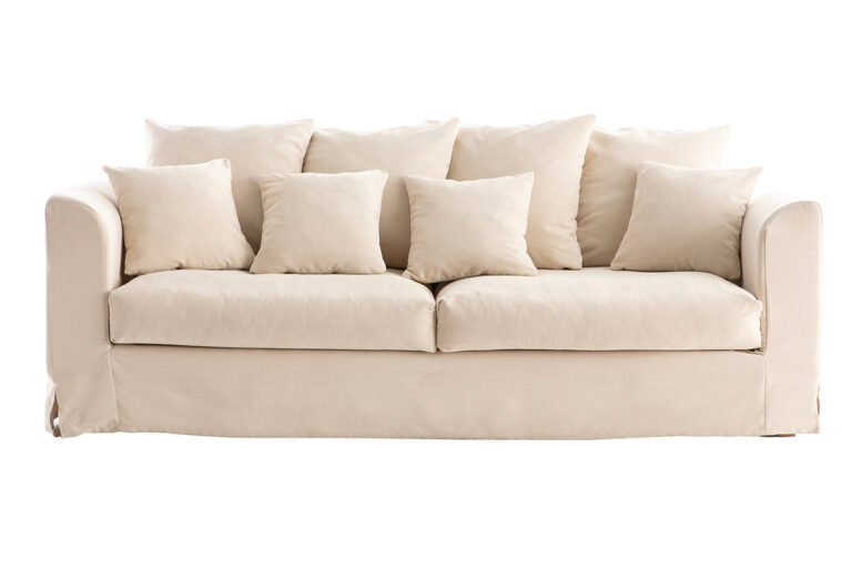 Canapé Fever 3 Places Tissu lisse Beige Miliboo