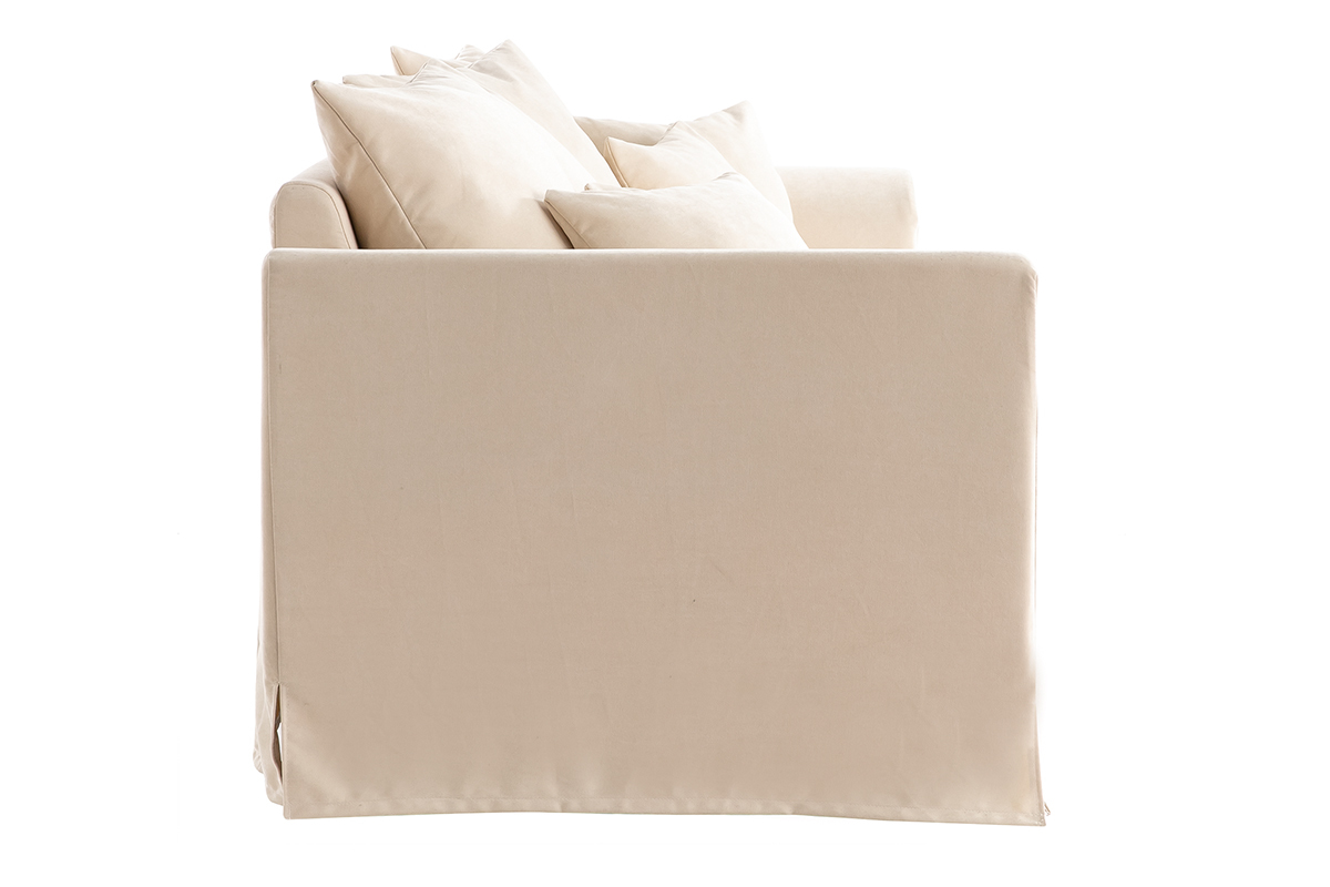 Canapé Fever 3 Places Tissu lisse Beige Miliboo